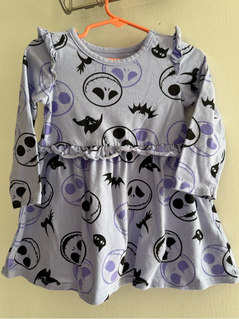 Disney Lavender Jack Skellington Ruffle Dress Motifs Size 2T